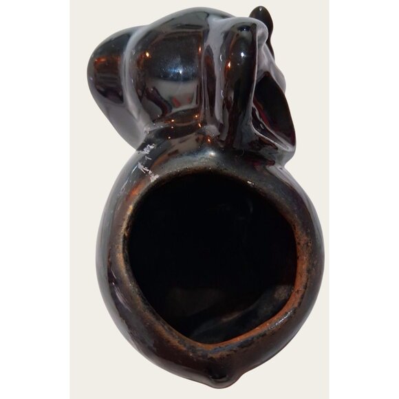 Vintage Black Ceramic Elephant Planter No cracks - Picture 8 of 9